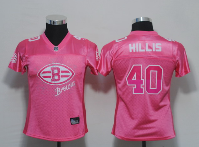 Browns #40 Peyton Hillis Pink 2011 Women's Fem Fan Stitched NFL Jersey - Click Image to Close